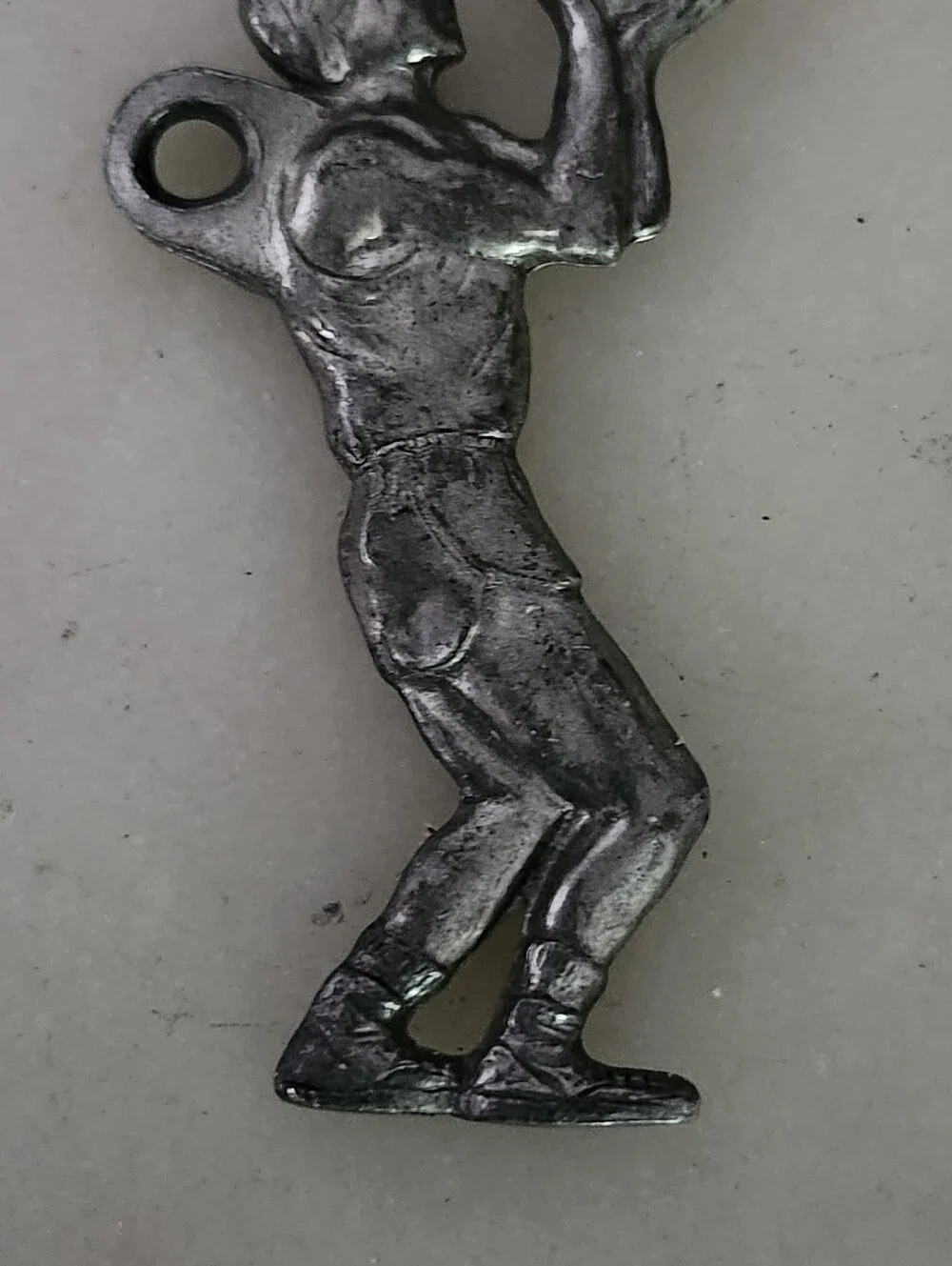 Vintage Pewter Basketball Player Key Ring